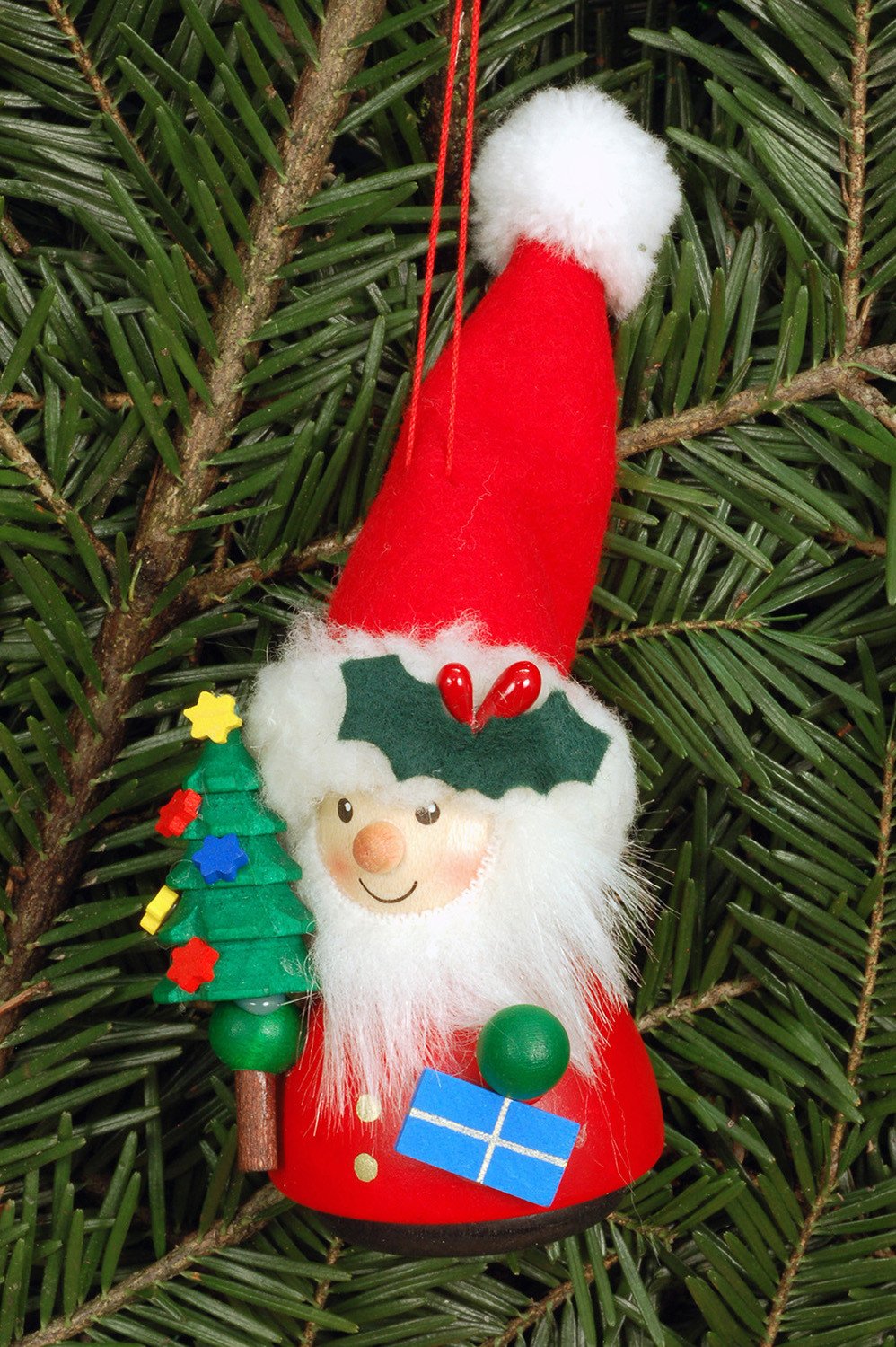 Little gnome Christmas tree decoration - Colourful Santa's helper